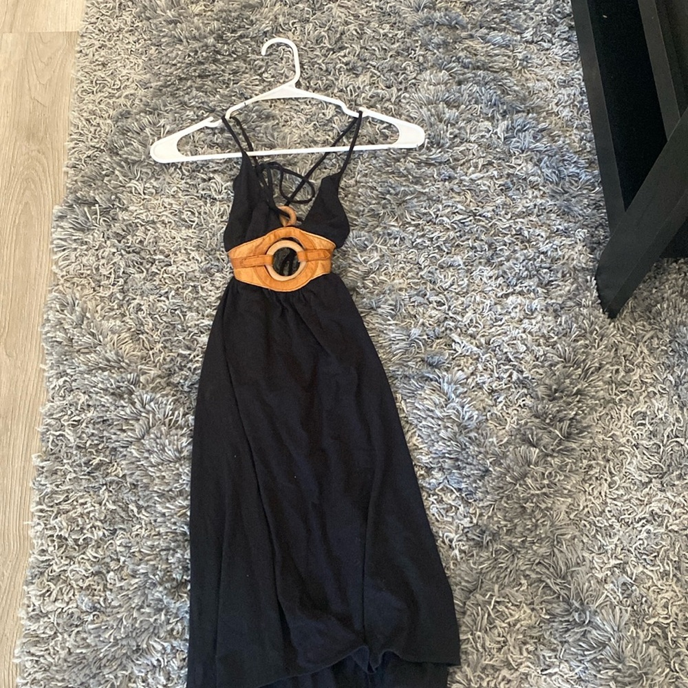 Black and Tan Guess  halter open back. medium, sexy dress.
